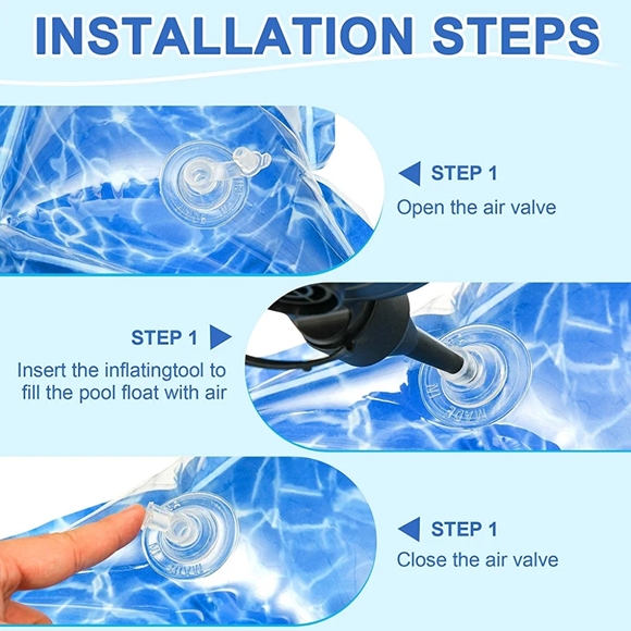 2 Adult Inflatable Swimming Pool Loungers w/ Headrest - Picture 5 of 5